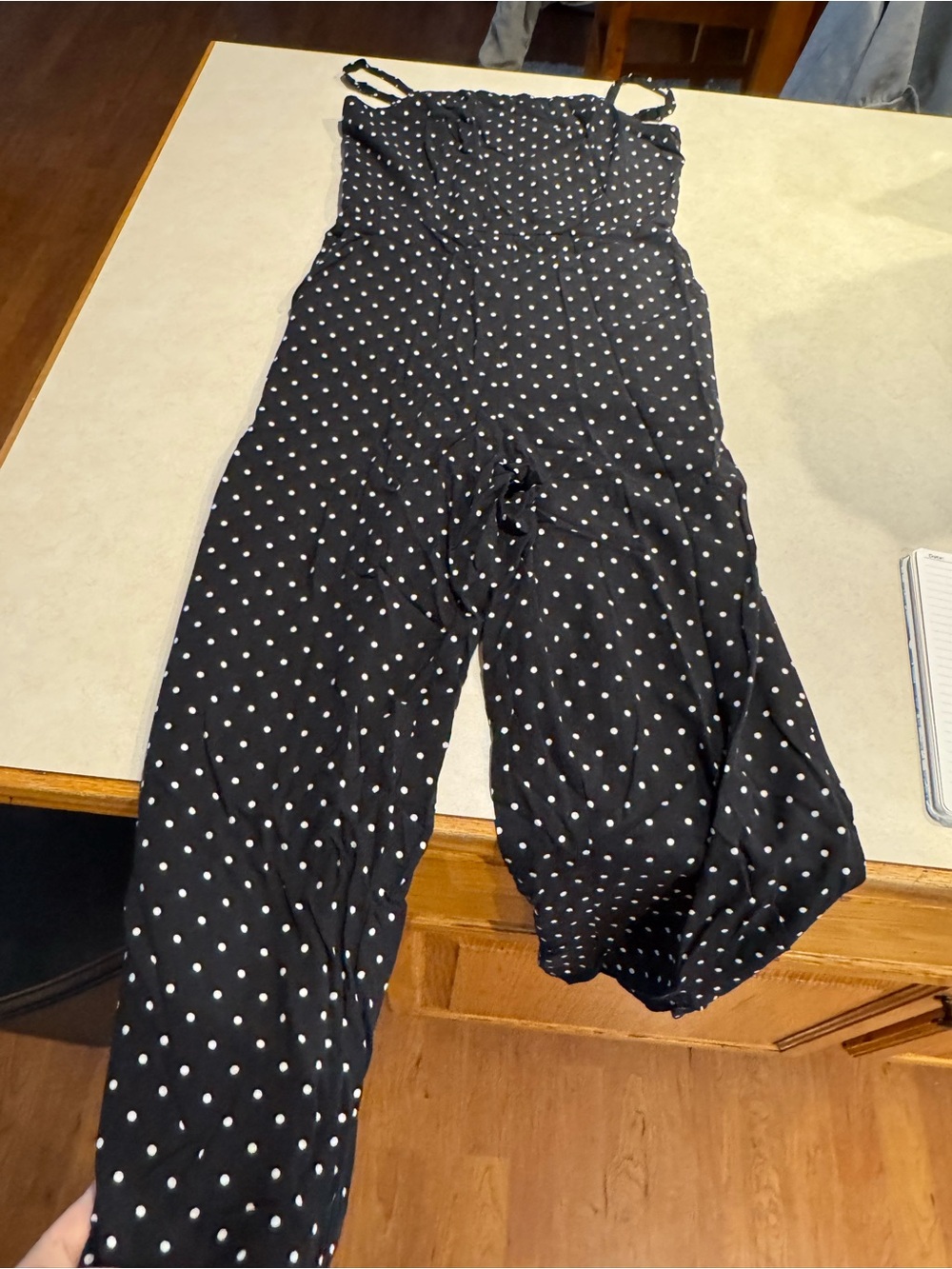 Old Navy Black Jumpsuit with White Polka Dots